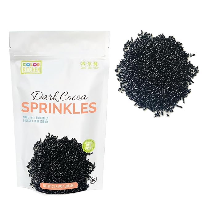 Color Kitchen Dark Cocoa Sprinkles Natural Ingredients Baking Cake Decorations, Ice Cream, Cookie, Artificial Dye-free, Plant-Based Colors, Gluten-Free, Non-GMO, No Hydrogenated Oils, Soy-Free, Kosher, 2 LB