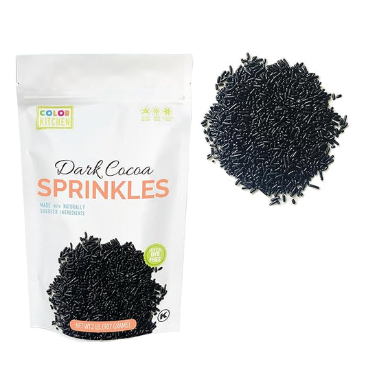 Color Kitchen Dark Cocoa Sprinkles Natural Ingredients Baking Cake Decorations, Ice Cream, Cookie, Artificial Dye-free, Plant-Based Colors, Gluten-Free, Non-GMO, No Hydrogenated Oils, Soy-Free, Kosher, 2 LB