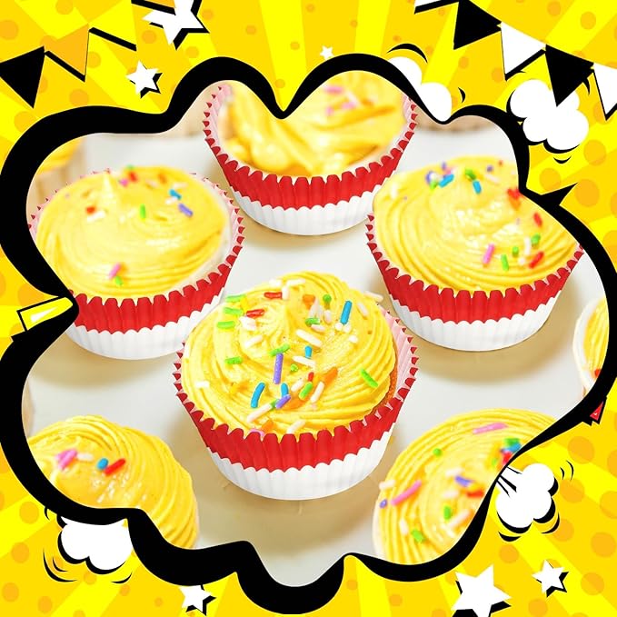 300 Pcs Cupcake Liners Paper Baking Cups Red White Muffin Cupcake Wrappers for Cakes Baking Ice Cream Dessert Cheese Wedding Birthday Party Supplies