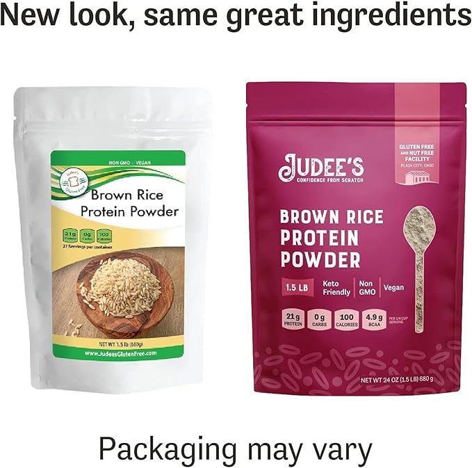 Judee's Gluten Free Brown Rice Protein Powder - Plant-Based Vegan Protein - Gluten-Free Meal Replacement - 1.5 lb, Unflavored