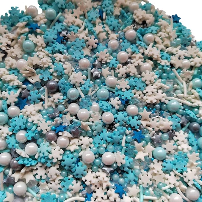 Eastron Edible Frozen Sprinkles Candy Snowflake Sugar Cake Cupcake Toppers Cookie Dessert Decorations for Halloween Christmas Birthday Party Supplies 3 Ounce