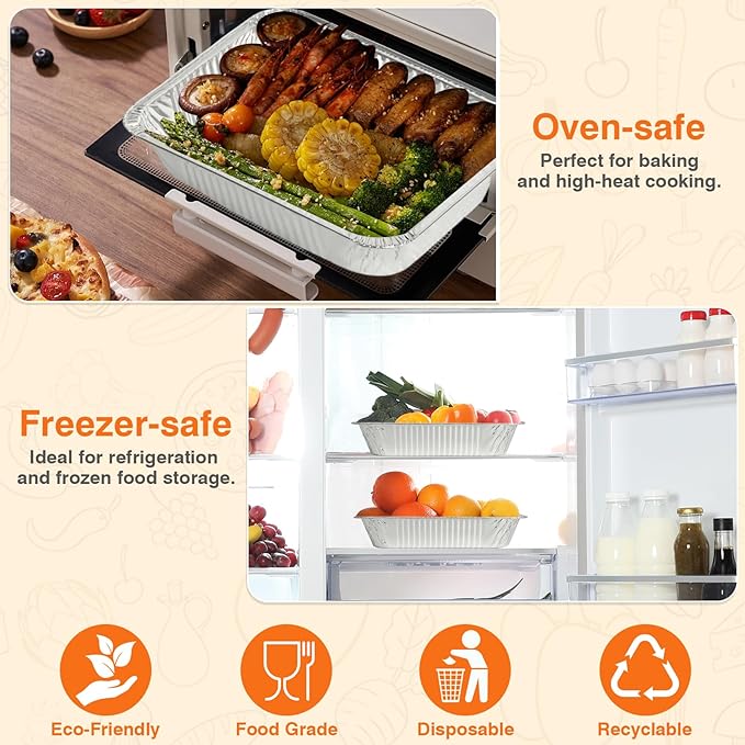 Gladify Aluminum Foil Pans 9x13 Disposable Baking Pans 30 Pack Heavy Duty Half Size Tin Foil Trays for Steam Table, Roasting, Cooking, Heating, Freezing Food1