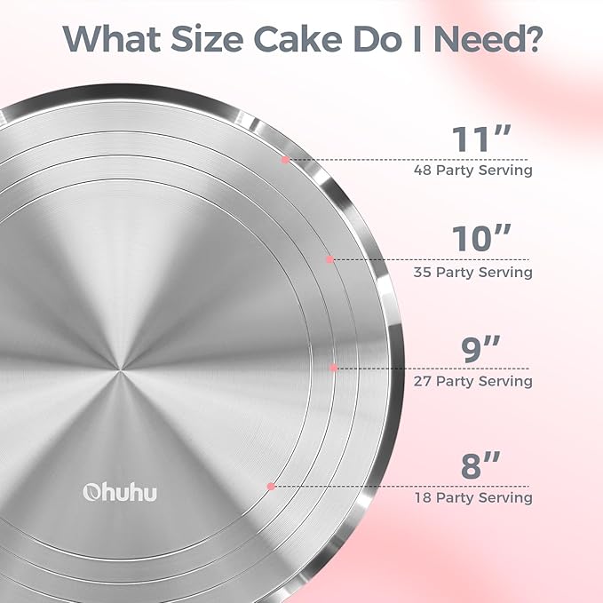 Ohuhu Cake Stand, Aluminium 12''Cake Turntable Decorating Bakery Supplies - BPA-Free Frosting Spinner Rotating Revolving Lazy Susan Christmas Gifts