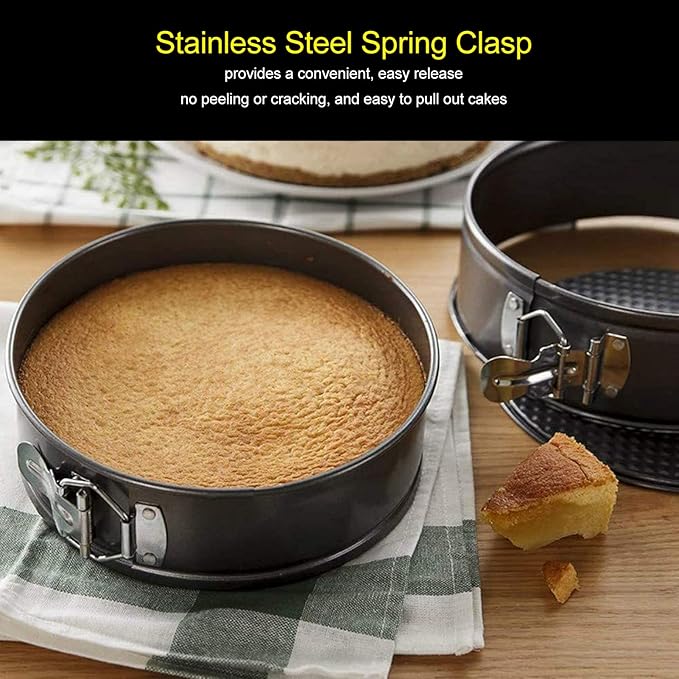 Topyond 3Pcs Cake Pan Set Non Stick Round Springform Baking Tools,Easy Release, Removable Bottom,Stainless Steel Spring Clasp for Cheesecake Pizza Bread(24/26/28)