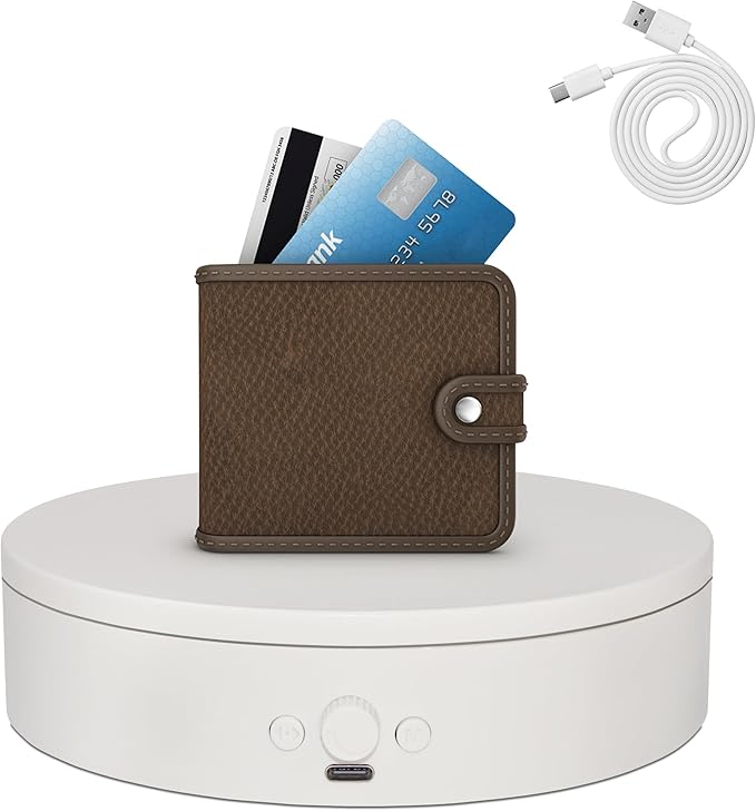 Rotating Display Stand with Type-C Power Cable, Motorized Turntable Adjustable Speed and Direction for Jewelry Photography, Spinning Platform for Product Shooting and Displaying (white, 5.9'')