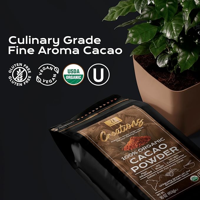 U Chocolate Organic Cacao Powder - Natural - Fresh From our Farm (1 bag (16 oz))