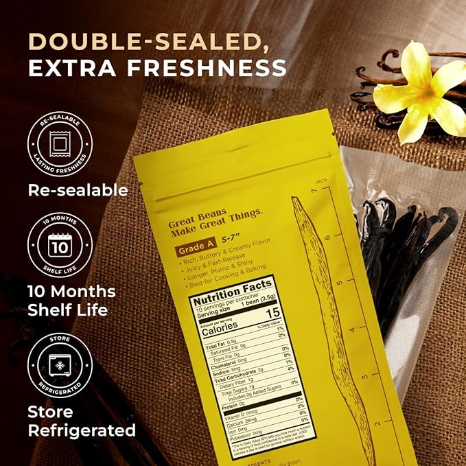 Gya Labs 30 Madagascar Vanilla Beans - Grade A 5-7 Inches Long, Caviar Rich & Flavorful Pods for Making Extract, Baking, Cooking, Paste & Coffee
