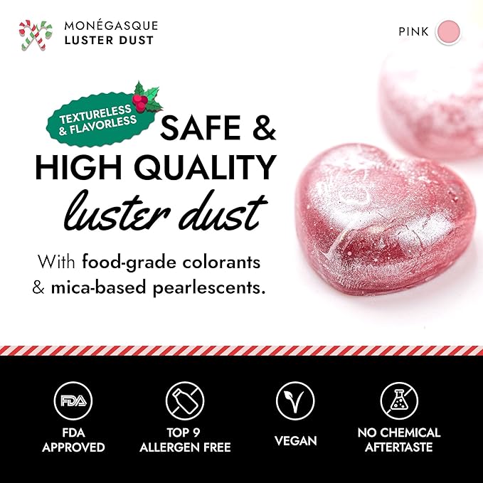 MONÉGASQUE Pink Edible Glitter for Drinks 15g – Pink Edible Glitter for Cakes – Luster Dust for Drinks, Food, & Christmas Cake Decorating – Cocktails & Cake Decorations Spray – Cocktail Drink Shimmer
