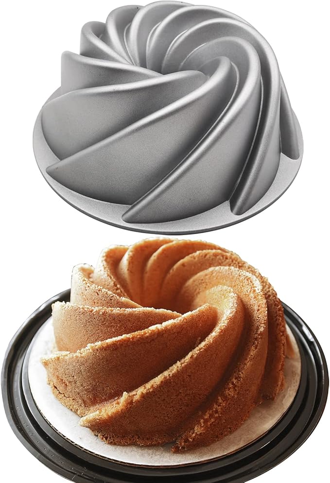 Charlotte Cake Mold, 8 Inch Cake Pan Aluminium Kitchen Accessories Decoration Christmas Wedding Valentine’s 3D Charlotte Cake Pan (Swirl Shape)
