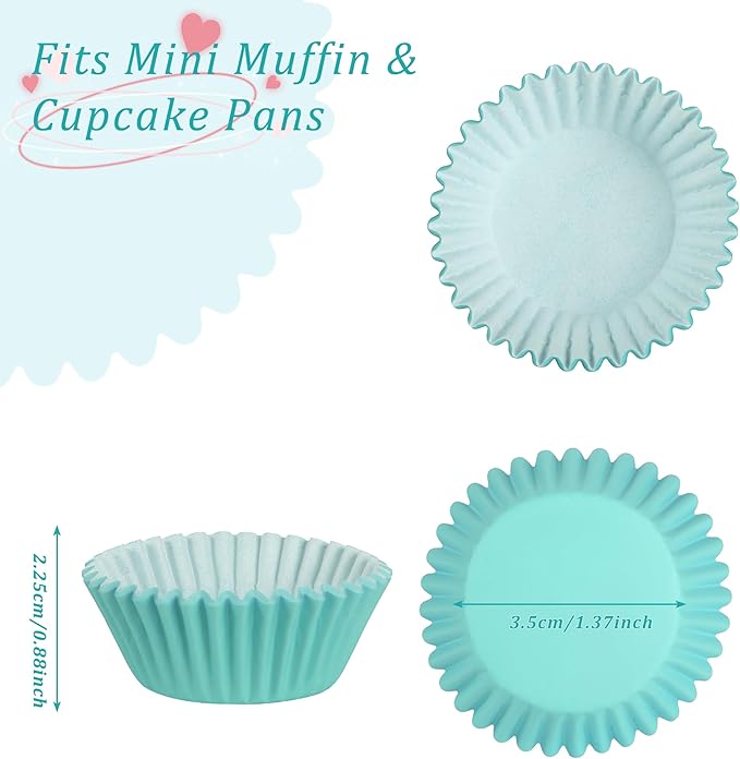 1000 Count White Paper Cupcake Liners, Standard Size 1.4 Inch, Unbleached Baking Cups for Muffins and Cupcakes (Rainbow, 1.4 Inch)