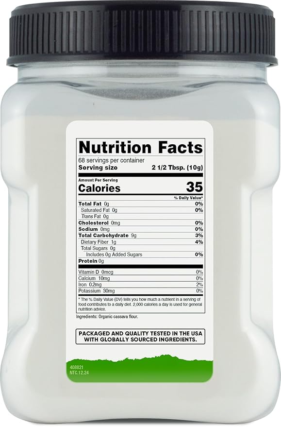 Nutricost Pantry Organic Cassava Flour (1.5 Pound Bottle) Gluten Free, Non-GMO, Vegan Pure Powder For Baking, Cooking, Etc.