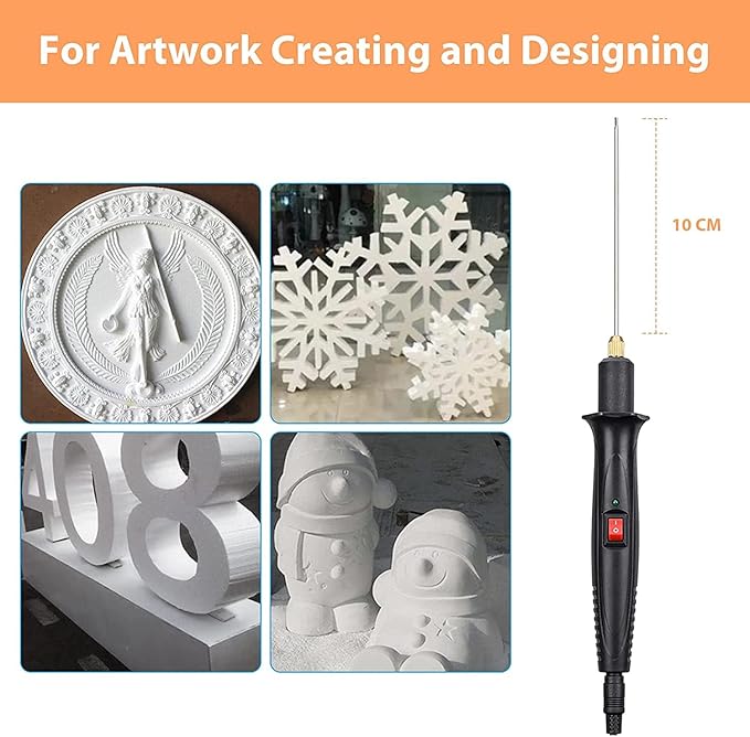 GOCHANGE Foam Cutter, Upgraded Electric Hot Knife With Button and Power Light, 100-240V/15W Hot Knife, 10CM Styrofoam Cutting Pen with Electronic Transformer Adaptor