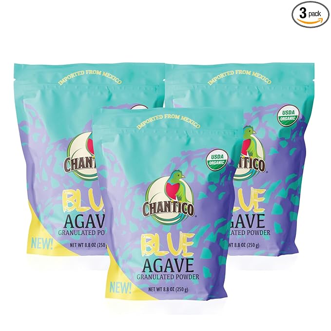 Chantico Sweet Granulated Agave Powder (3 pack, 250g of each, Powder), Low Glycemic Index, Natural Sweetener, Low-carb, Keto, Sugar substitute, Perfect for use in baking, smoothies, coffee, tea, yogurt