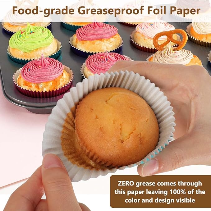 Gifbera Black Foil Baking Cups Standard Size Cupcake Liners Muffin Liner for Baking, 100-Count