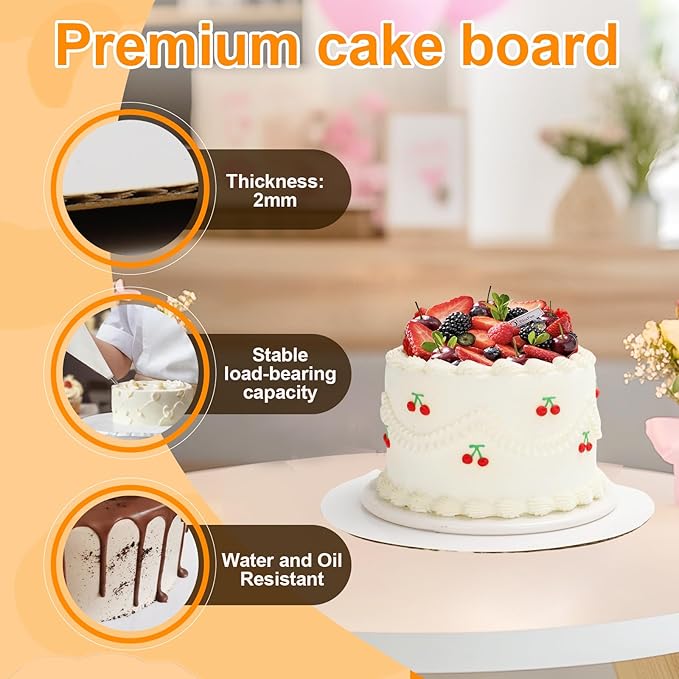 2 Pack Cake Boxes, 10x10x8 Inches Tall Cake Box with Cake Boards, Disposable Cakes Carrier, Cakes Transport Container with Lid, White Bakery Boxes with Window, for Cookies Pies Cupcakes