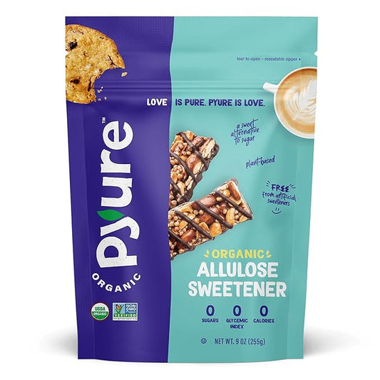 Pyure Organic Allulose Sweetener | Plant-Based Sugar Alternative, No Erythritol | Zero Carb, Zero Calorie, Keto Friendly, Zero Glycemic Index, Vegan, Gluten-Free, Non-GMO, USDA Organic | 9 oz