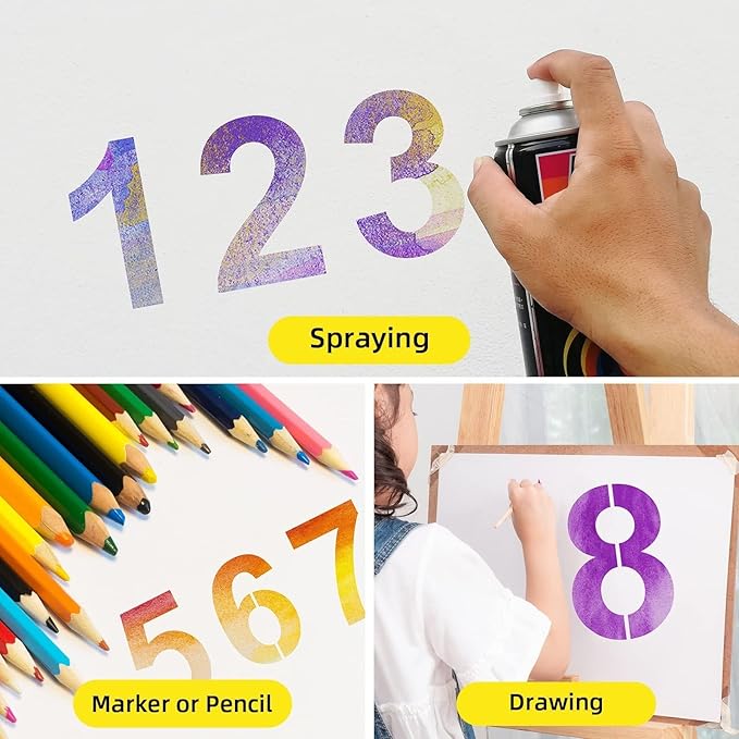 6 Inch Number Stencils Plastic Number Stencils Reusable Digital Painting Templates for Cake Stencil Address Templates