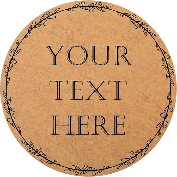 150,200Pcs Kraft Custom Sticker Labels Round Customized Labels Wreath Designs Personalized Stickers for Food Jars Gift Essential Oil Bottles Storage Bins(Kraft Paper 3)