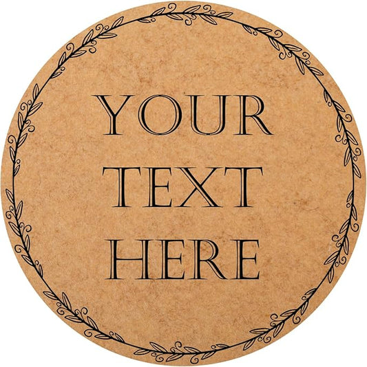 150,200Pcs Kraft Custom Sticker Labels Round Customized Labels Wreath Designs Personalized Stickers for Food Jars Gift Essential Oil Bottles Storage Bins(Kraft Paper 3)