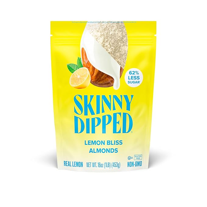 SkinnyDipped Lemon Bliss Almonds, Healthy Snack, Plant Protein, Gluten Free, 1lb Bulk Bag