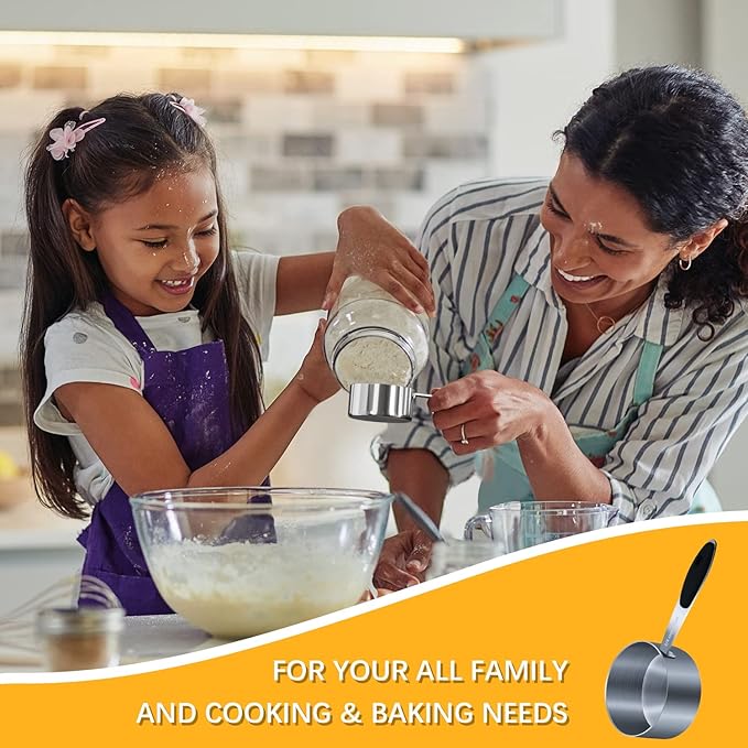 2PCS 3/4Cup (177ml, 6oz) Single Measuring Cup with Black Silicone Grip, Stainless Steel Individual Measure Scoop Only
