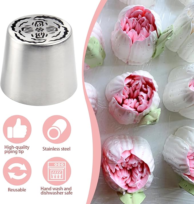 Extra Large Russian Piping Tips for Marshmallows Stainless Steel Flower Frosting Nozzles many styles Cake Decorating Baking tool for Buttercream, Cupcakes Cookies(SL67)