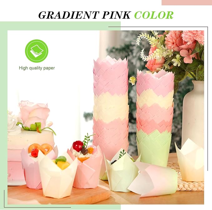 Havawish 500 Pcs Standard Size Cute Color Tulip Cupcake Liners, Party Baking Liners Greaseproof Cupcake Wrappers Muffin Liner Baking Cups for Wedding Birthday Baby Shower Holiday Party