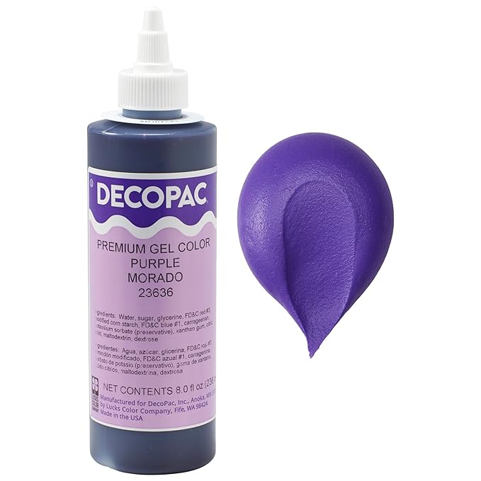 DecoPac Premium Gel Food Coloring | Purple Food Coloring For Baking | 8oz | Color Buttercream, Fondant, Frosting & Piping Gel, Food Safe, Highly Concentrated Gel, 8 oz - Purple