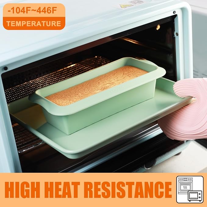 QELEG Silicone Bread Loaf Pans (2 Pack) - Nonstick Silicone Baking Mold for Homemade Bread, Brownies and Pound Cakes QLG0112-10.8x5.4x2.6 inch