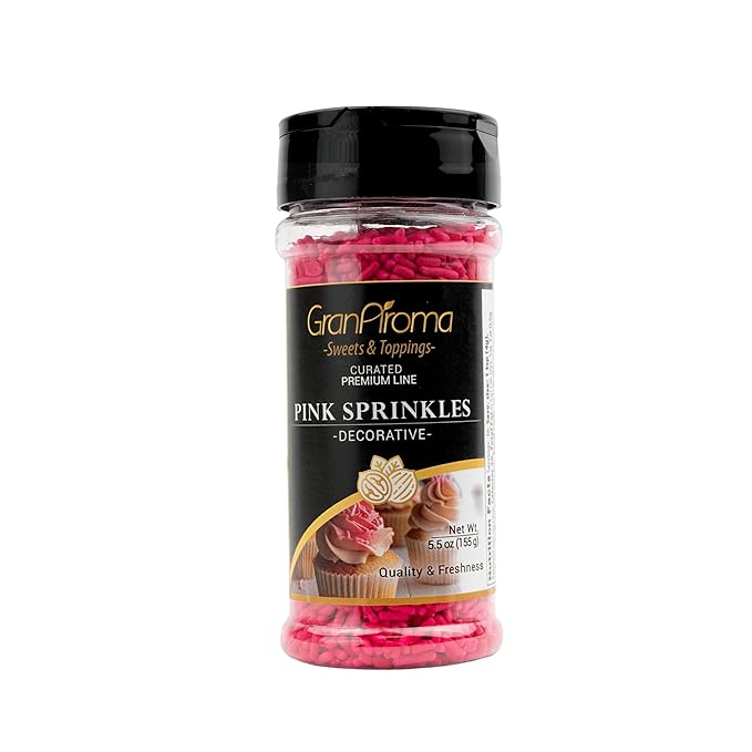 GranAroma Pink Sprinkles, Decorative, Cakes & Cupcakes (Pink, 5.5 Ounce)