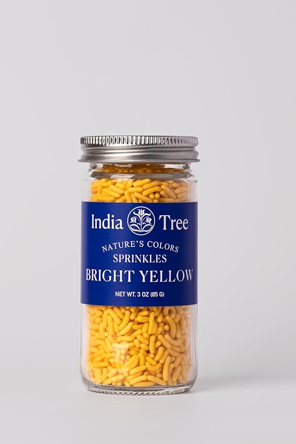 Bright Yellow Sprinkles – Vegan, Non‑GMO, Dye‑Free, Allergen‑Free, 3 oz Jar – India Tree Nature’s Colors