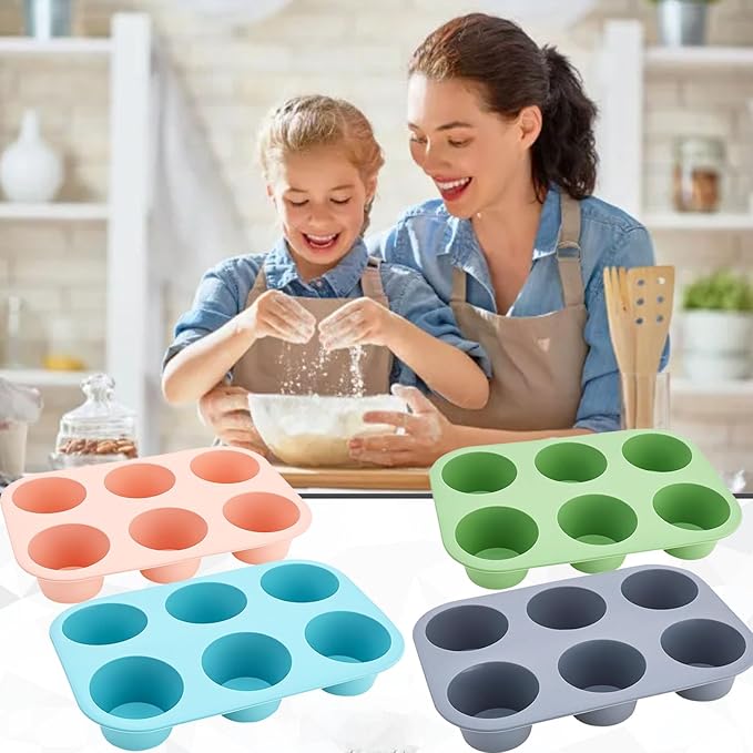 6 Cups Silicone Mini Muffin Pan Set, Nonstick Mini Cupcake Pans, 2pcs BPA Free Small Muffin Tin for Baking