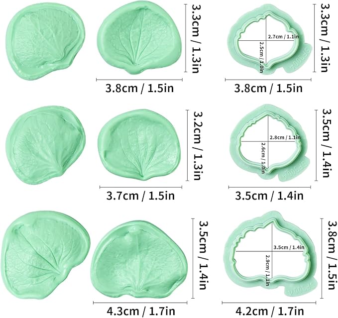 9Pcs Universal Flower Petal Fondant Molds, Veining Gum Paste Cutter Sugar Craft Tool for Cake Decoration