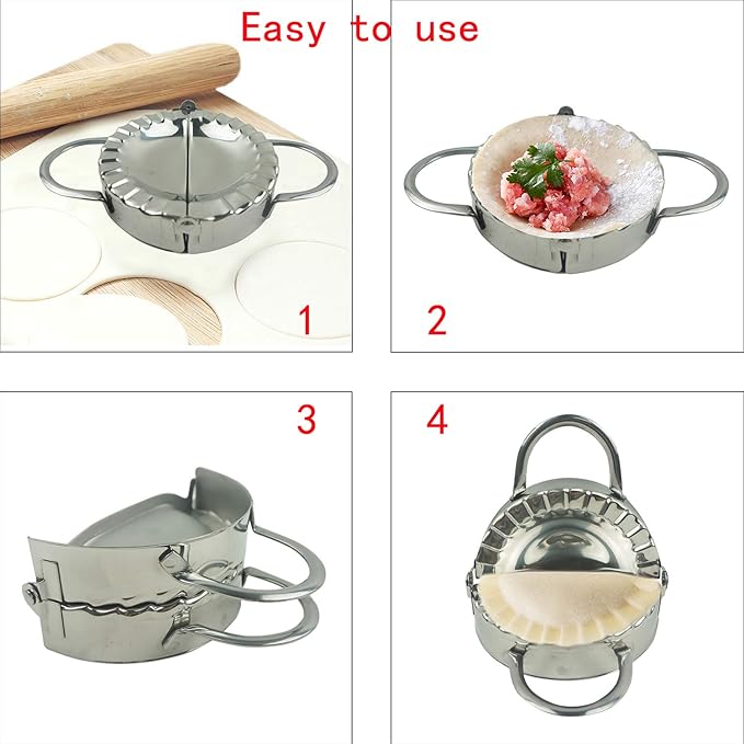 6 Inch Chinese Dumpling Maker Empanda Press, Stainless Steel Large Ravioli Maker, Pastry Tools, Jiaozi Maker, Dough Cutter for Pocket Pie, Pierogi & Hand Pie