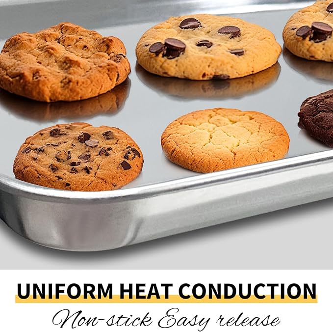 Baking Sheet Set of 3, Stainless Steel Cookie Sheet Baking Sheet Pan, 16/12/9 Inch, Non Toxic & Heavy Duty & Easy Clean， Rust Free&Mirror Finish, Dishwasher Safe