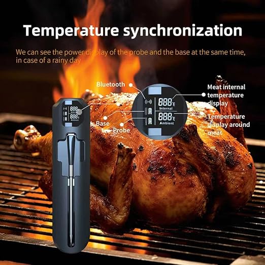 YFL Smart Wireless Meat Thermometer with Bluetooth & App, 820FT Long Range, Digital Food Thermometer with Dual Sensors, IP67 Waterproof Probe for BBQ, Grill, Oven, Smoker, Turkey, Steak, Chicken