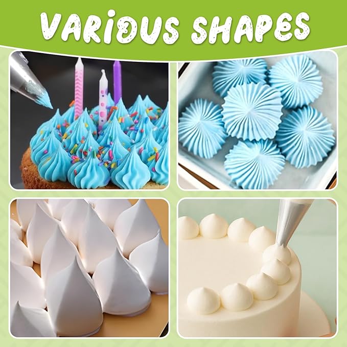 Suuker extra large piping tips set (F02 F06 9FT R22L), stainless steel round piping tip,large star square wide jumbo piping tips,eclair churro meringue for cake cupcake cookie decorating