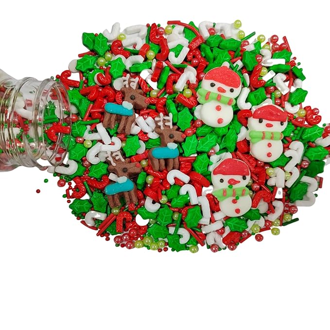 Christmas Sprinkles for Cake Decorating Edible Christmas Snowman Reindeer Icing Decoration for Xmas Party Cake Cupcake Toppers Dessert Cookie Decorations