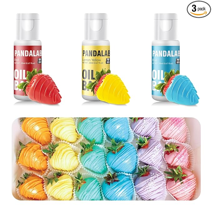 Oil Based Food Coloring for Chocolate - Red Yellow Blue Edible Baking Food Dye for Chocolate, Candy Melts, Cakepops, Cakesicles, Fondant, Butter, Meringues, Donuts - 0.67 Fl.Oz Bottles