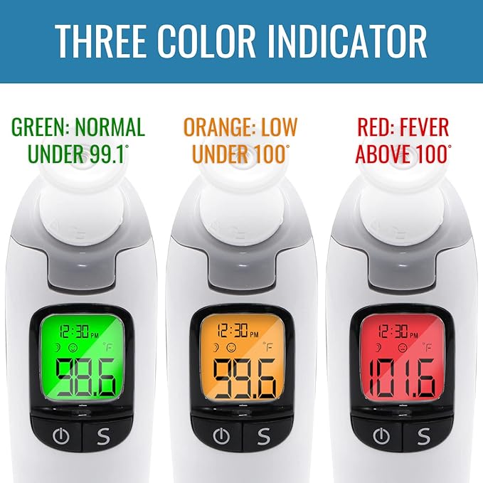 HealthSmart Talking Infrared Ear & Forehead Thermometer, No Probe Covers Needed, FSA & HSA Eligible, Visual Fever Alarm, Audio Readings in English & Spanish, Instant Scan (Pack of 100)