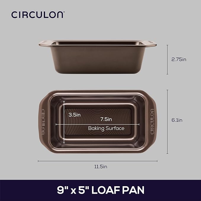 Circulon - 46013 Circulon Bakeware Meatloaf/Nonstick Baking Loaf Pan, 9 Inch x 5 Inch, Chocolate Brown