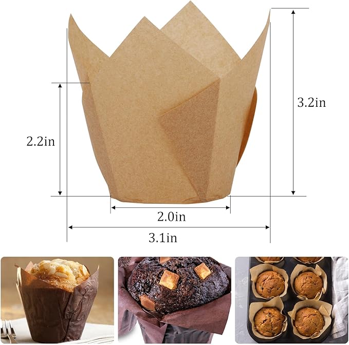 300pcs Cupcake Liners Muffin Liners Tulip Baking Cups Greaseproof Paper Wrapper for Party, Christmas
