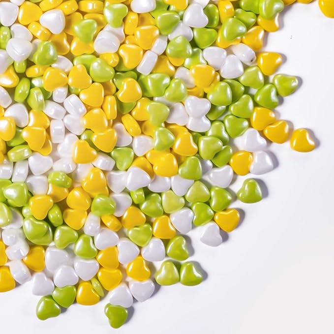 Cobakey Heart Sprinkles for Cookies 3.52 Ounce Spring Sprinkles for Baking Yellow & Green Edible Heart Perfect for Easter Cake Decorations, Baking, Ice Cream, Cookies, Cupcake Topper