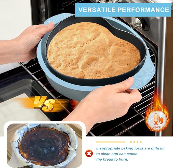 8.7 In Springform Pan, heart Leakproof Nonstick Removable Bottom Cheesecake Pan, Baking Silicone Protector with 3PCS icing smoother