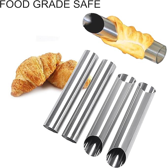 6 Pack Cannoli Tubes,Stainless Steel Cannoli Baking Mold,Forms Cream Roll Horn Mold for Danish Pastry,Cake,Croissant Shell
