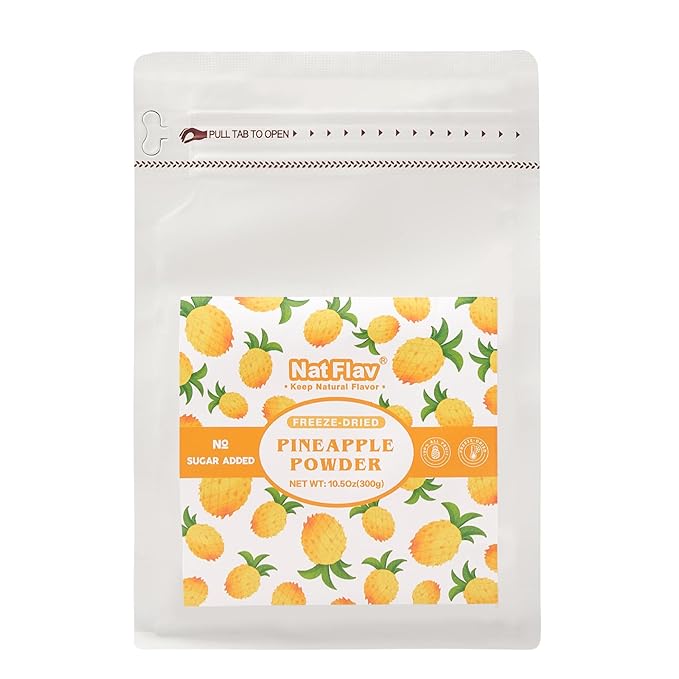 NAT FLAV Freeze Dried Pineapple Powder – 100% Natural, No Added Sugar, No Preservatives | 10.5oz | Pure Tropical Flavor for Smoothies, Baking & More | Non-GMO & Vegan Friendly