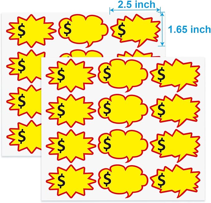 300pcs(2.5x1.65inch) Removable Adhesive Yard Sale Price tag Stickers with Space to Write Pricing, Garage Sale Stickers, Sale Price Labels for Retail, Flea Market, Annual Community Sales