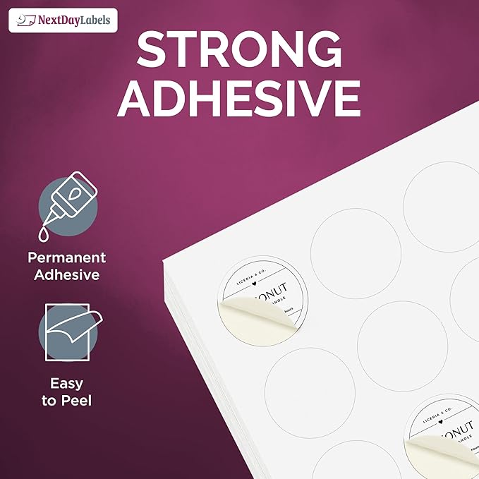 NextDayLabels - Laser/Ink Jet White Labels (1" Round - 63 Per Page | 1575 Labels)