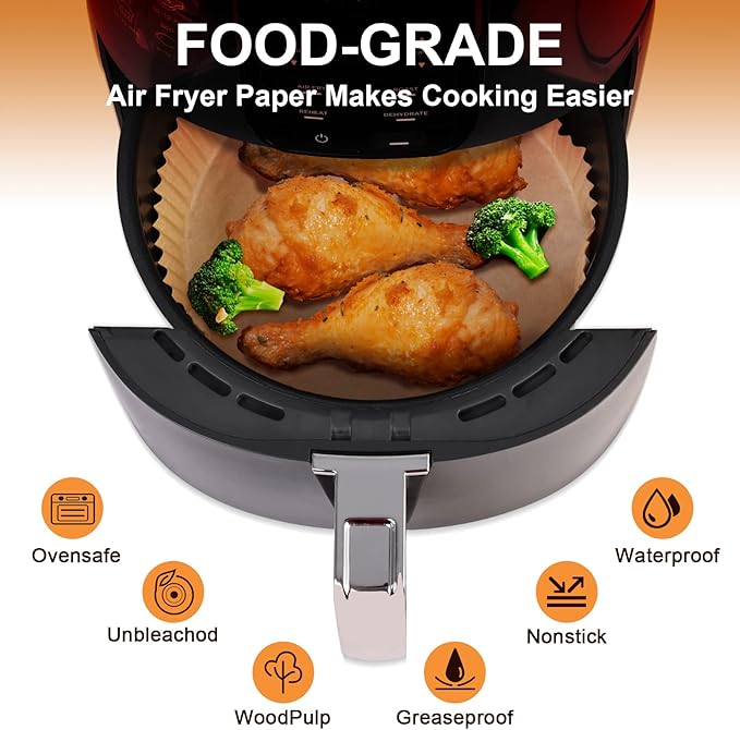 Air Fryer Liners for Ninja Air Fryer, 100 Pcs Disposable Paper Liner for most 4-8QT AirFryer