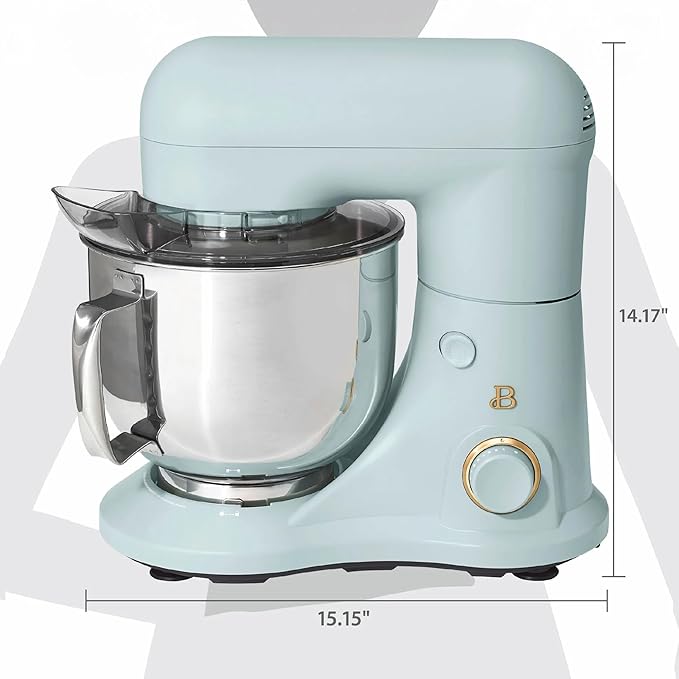 Beautiful 5.3 QT Stand Mixer w/Tilt-Head Design, Stainless Bowl, 300-Watt Power, 12-Speed Control, Includes Beater, Dough Hook, Whisk, Splash Shield (Hydrangea)